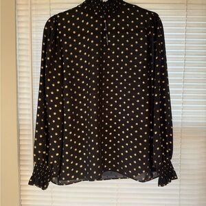 Worthington Black Blouse with Gold Dots